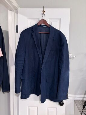 Polo Ralph Lauren Linen Blazer Navy Vintage XL Tall Classic Preppy